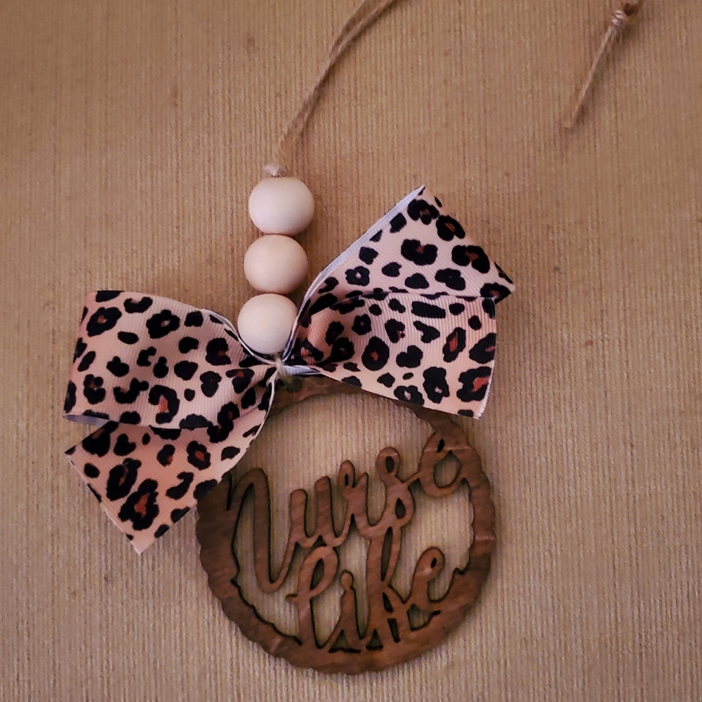 Nurse life wooden rear view mirror charm